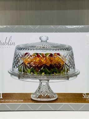 Godinger Dublin Shannon Crystal Domed Cake Stand 4 in 1 NEW